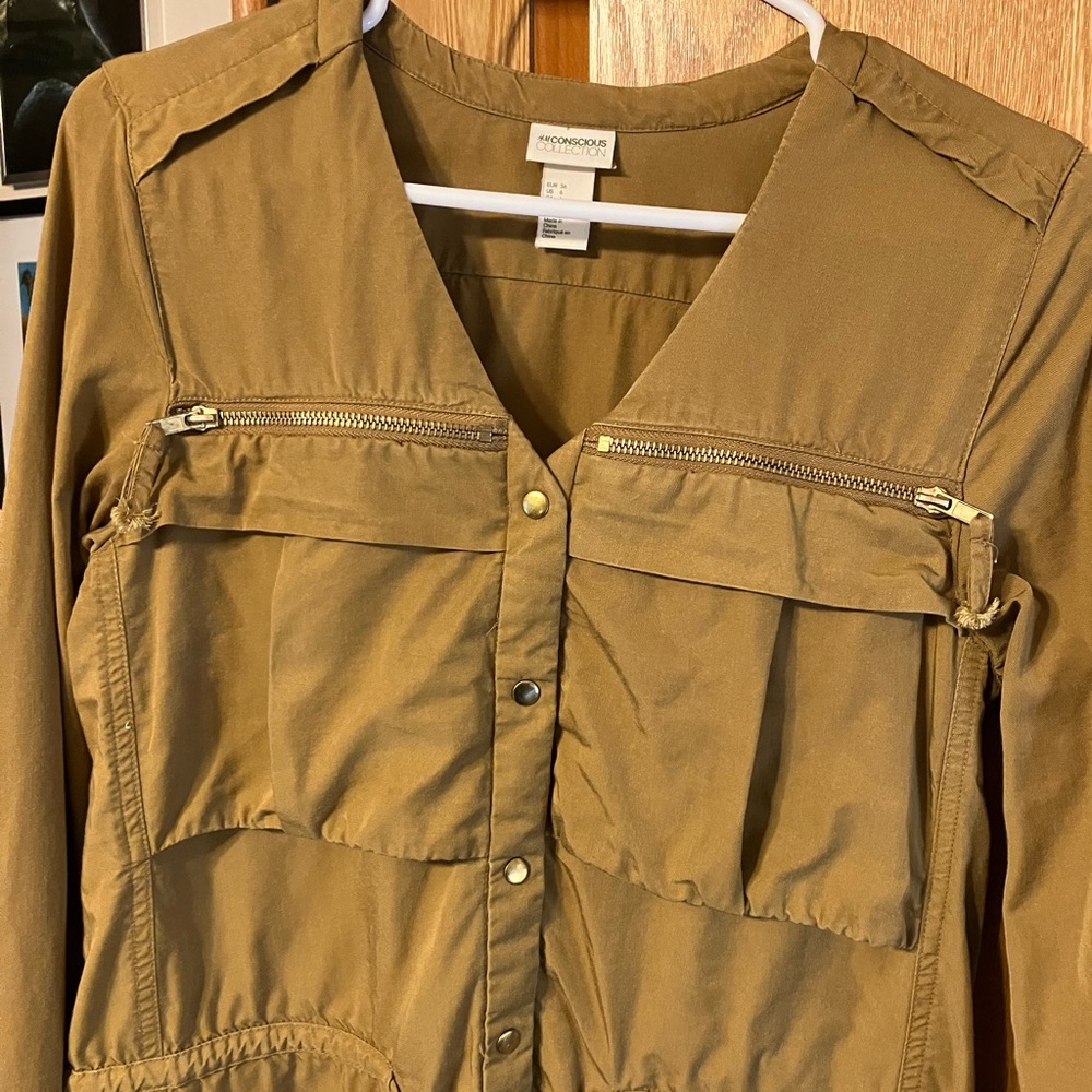 H & M Conscious Collection military inspired dress. Long sleeve, zippers.  Sz 6